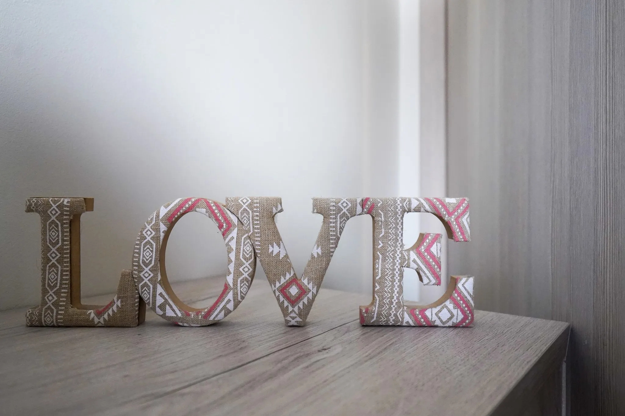 Decorative LOVE letters on a table